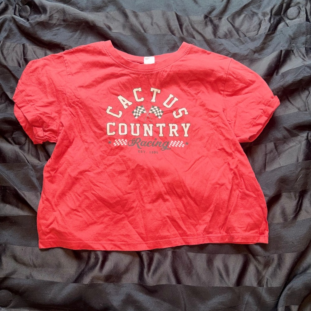 Vibe N' Graphic Tee Womens Large Red Cactus Country Racing Western Moto Biker